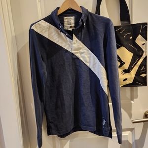 Vintage Y2K Rugby Ralph Lauren RL Long Sleeve Polo Shirt with Stripe Size M